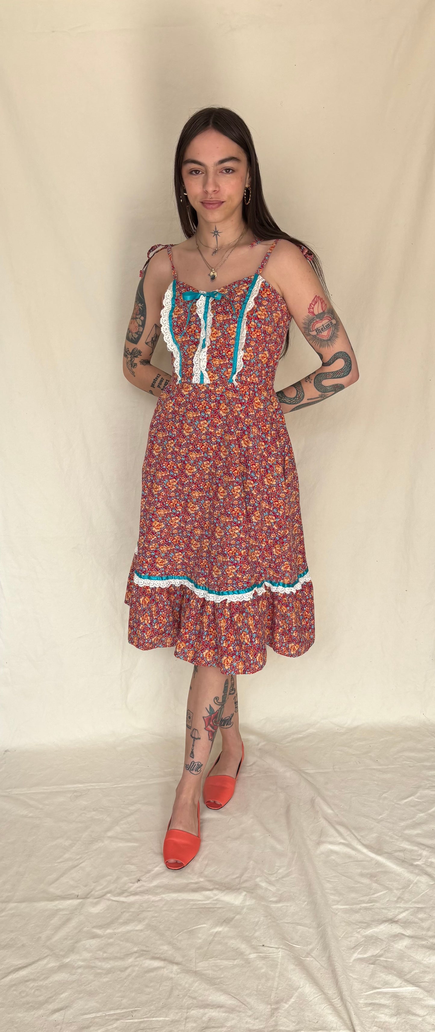1970s cotton prairie sundress