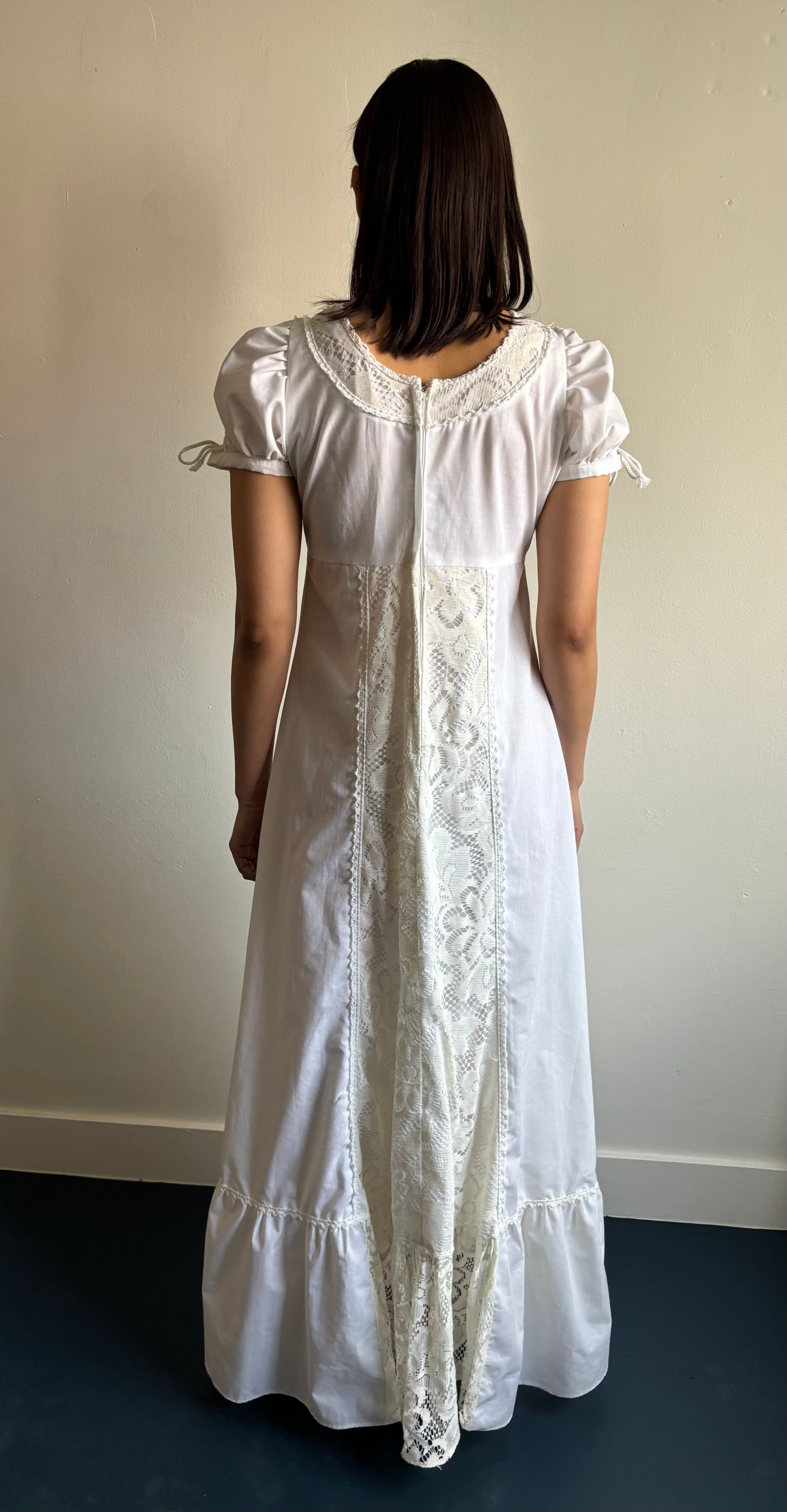 Gunne Sax black label white cotton prairie dress
