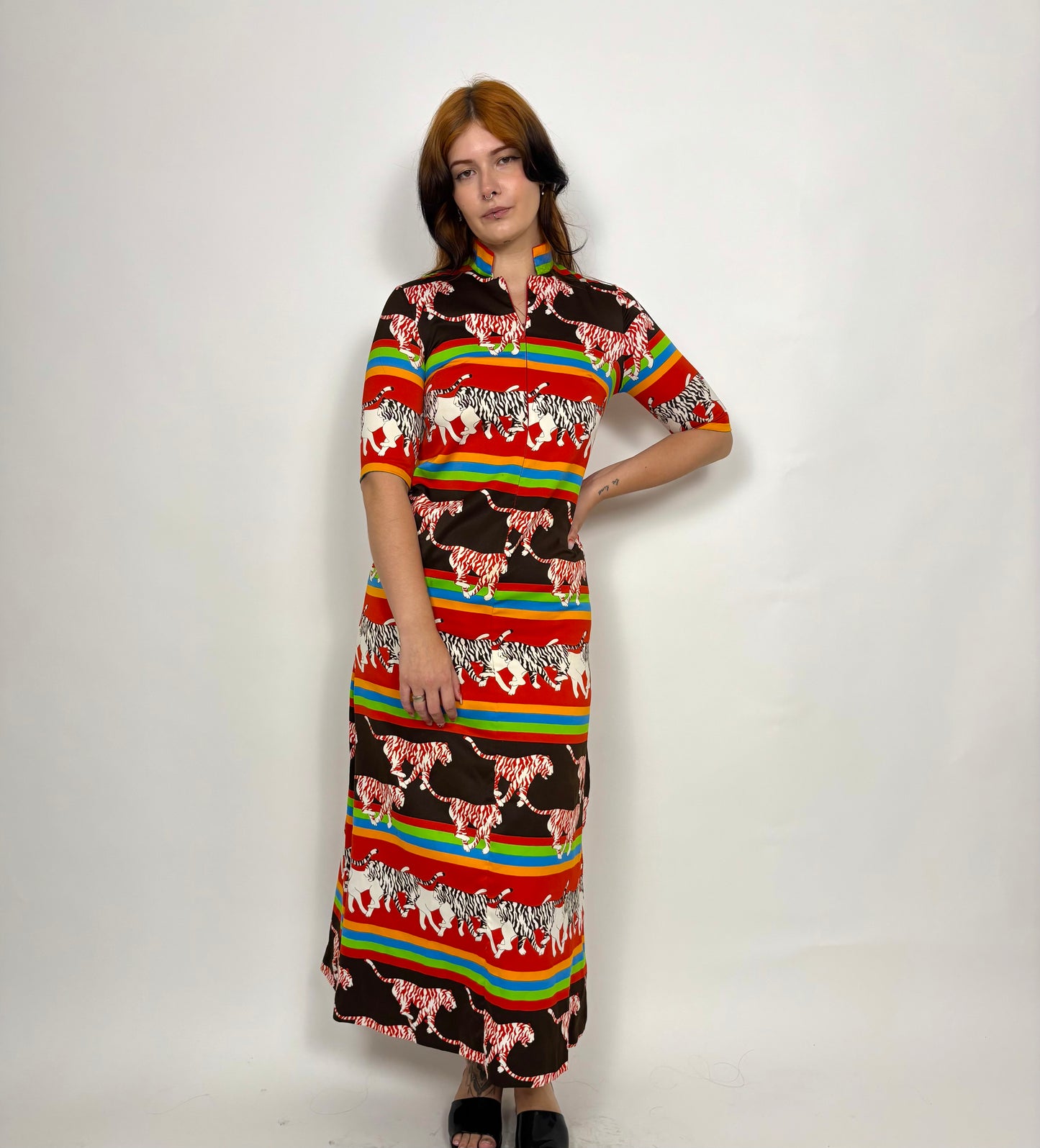 1970s Tiger Maxi Dress