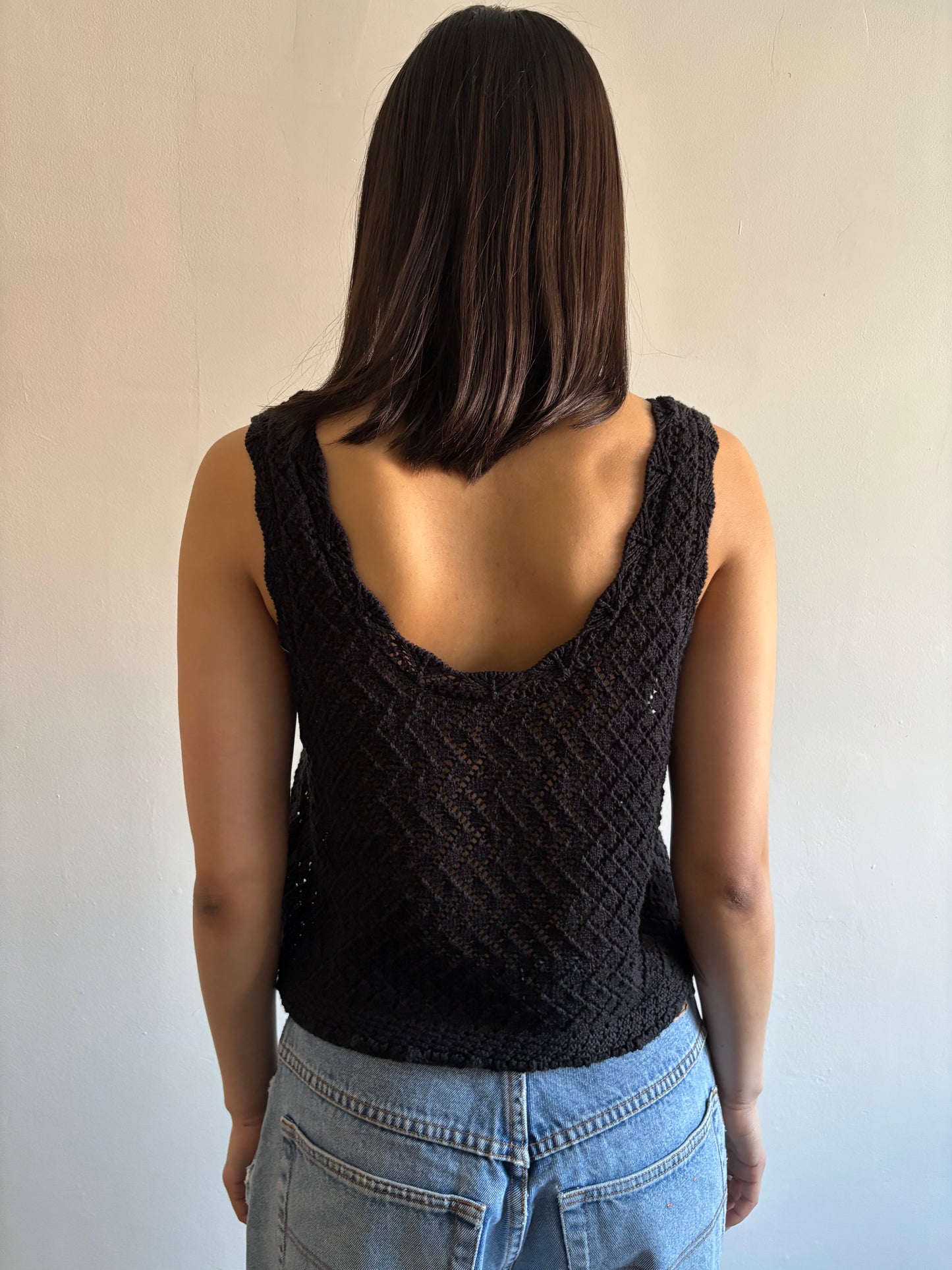 Black crochet summer tank