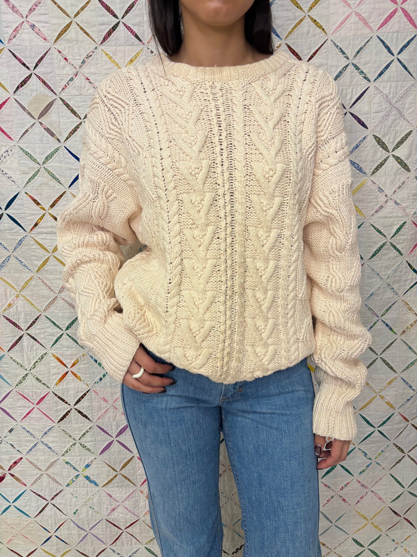 Cream Knit Fisherman Style Sweater