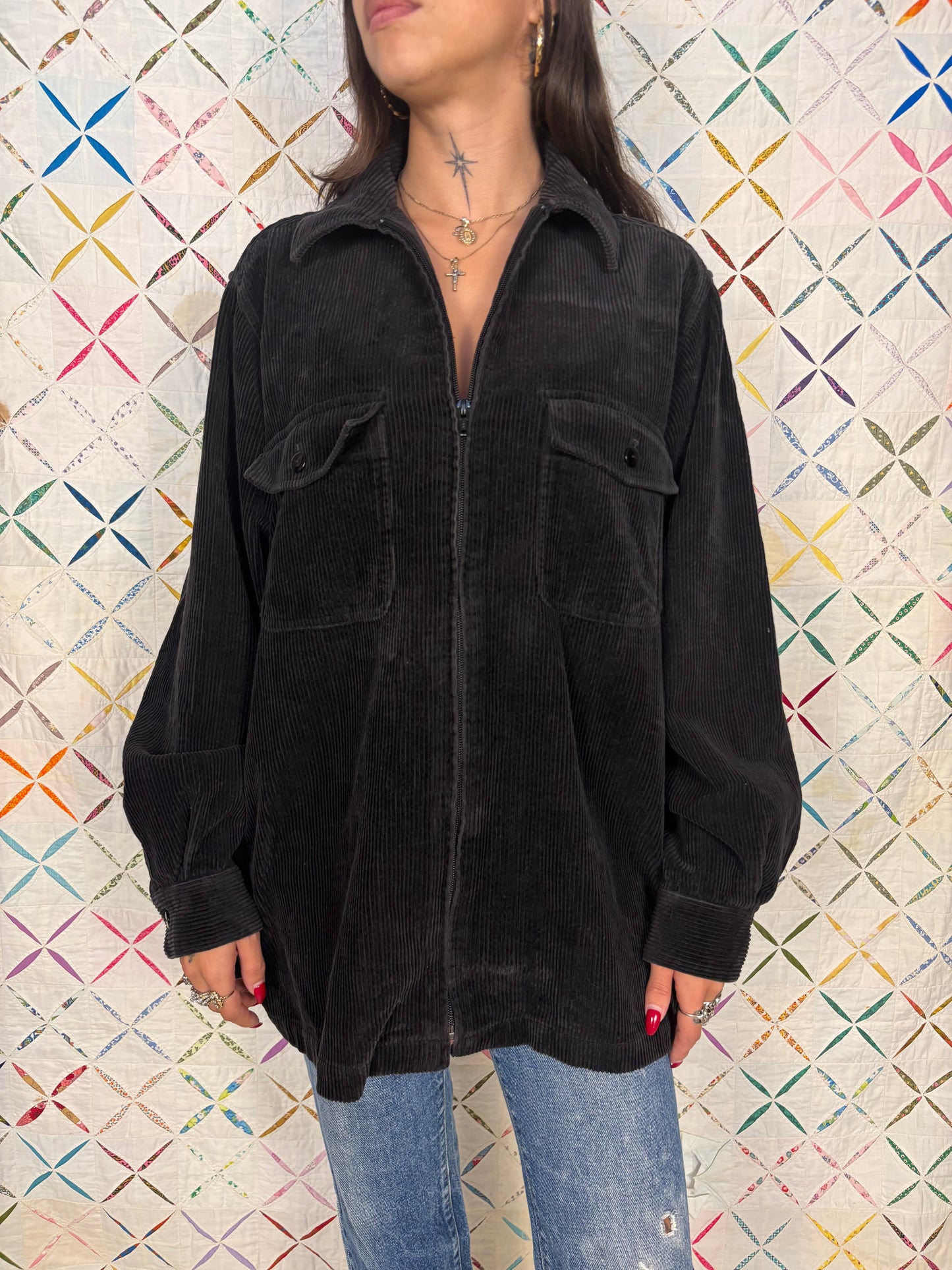 Black corduroy zip up jacket