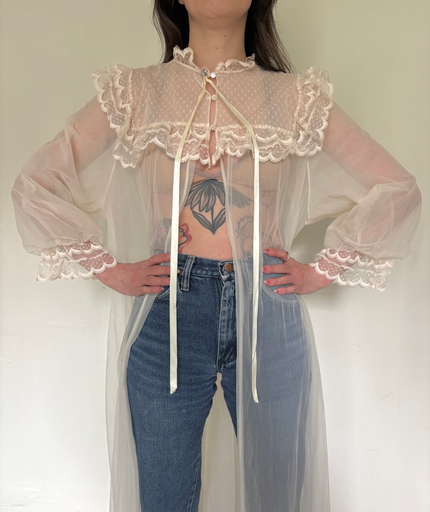 Mesh and Lace cover up/ duster