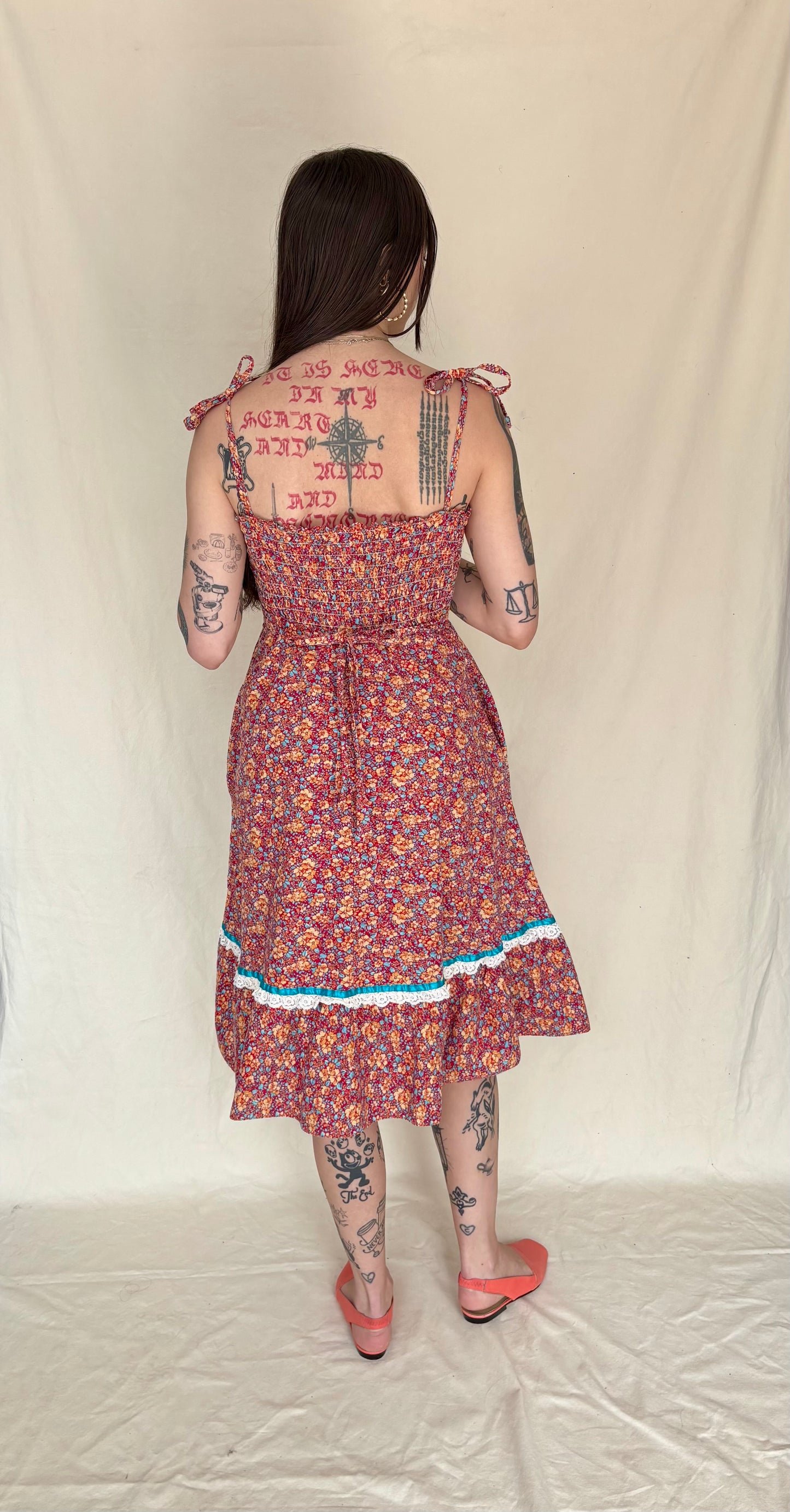 1970s cotton prairie sundress