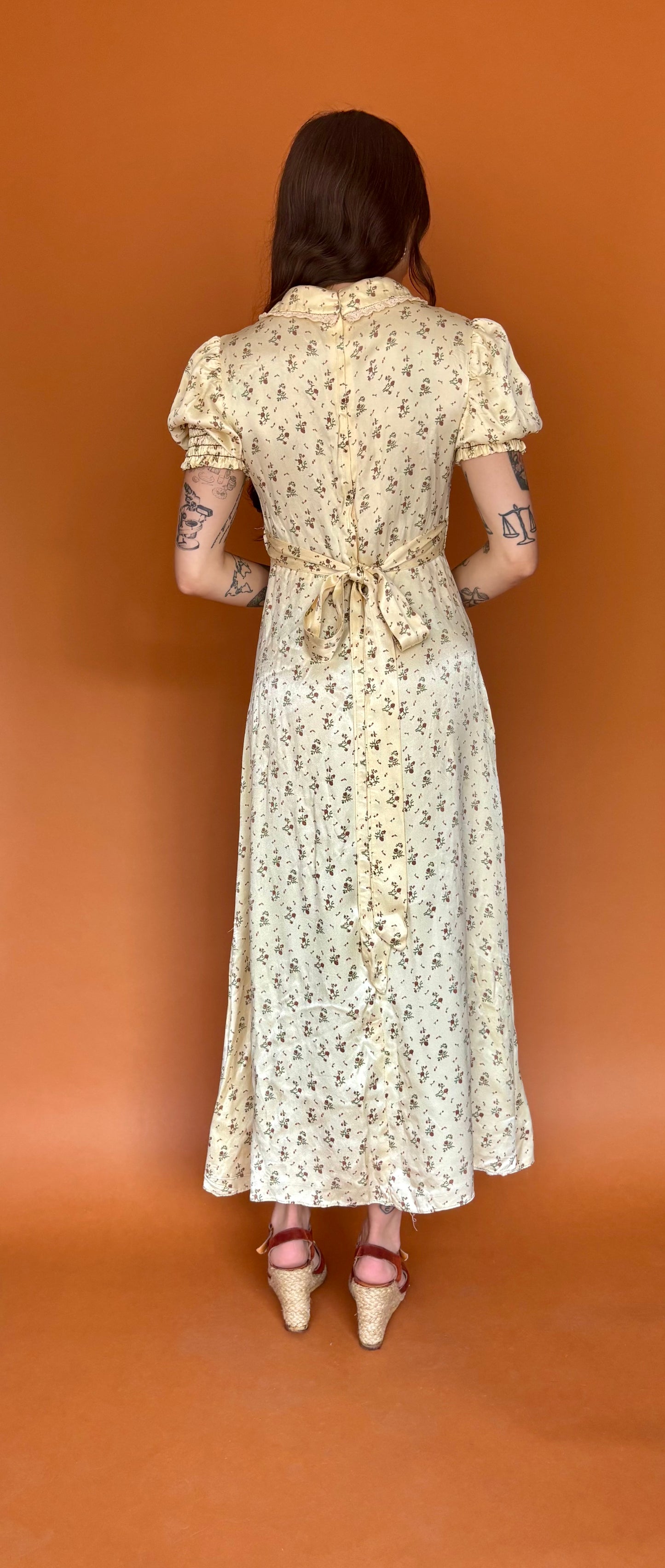 Satin 70s prairie dress