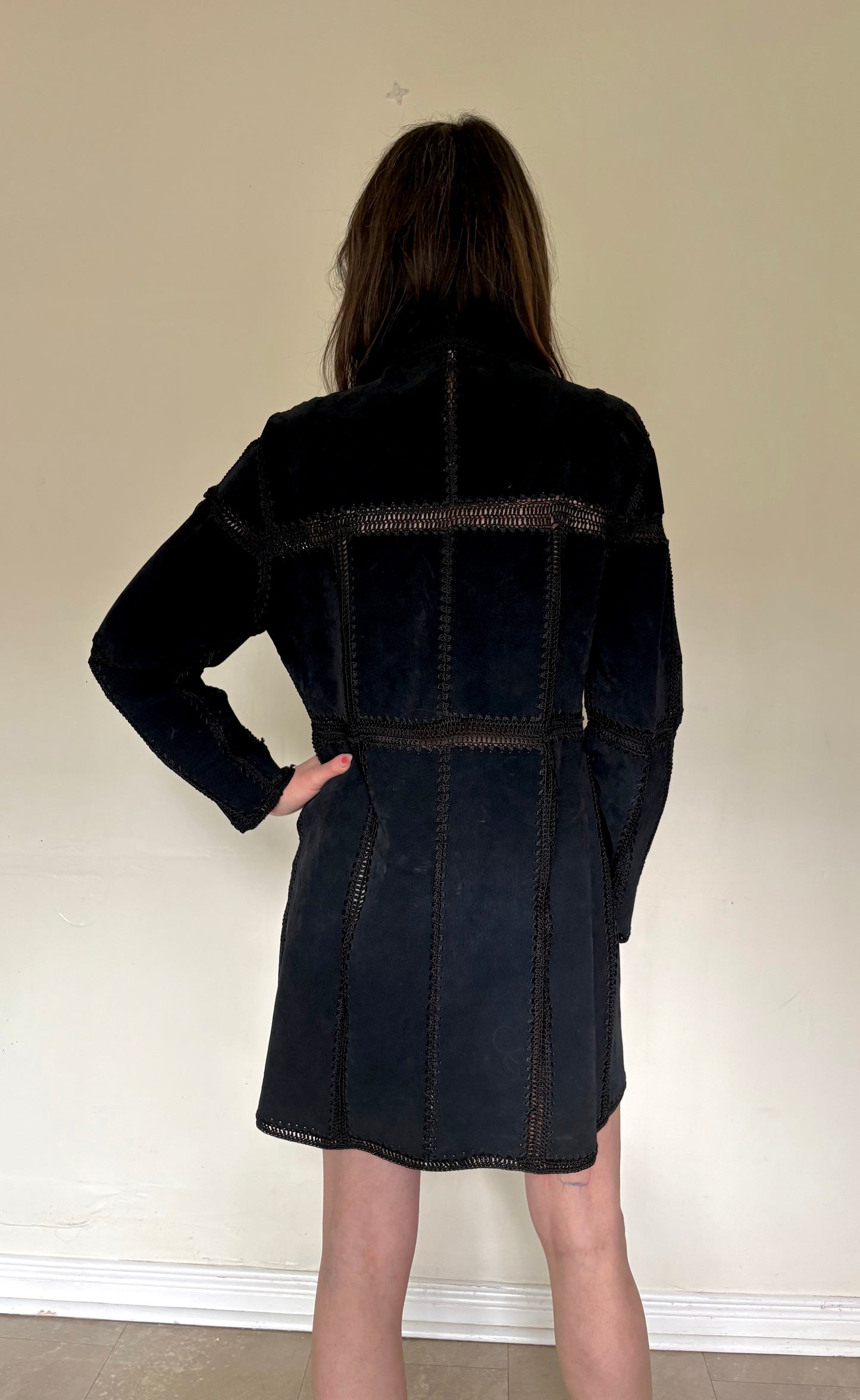 Black suede patchwork jacket/dress