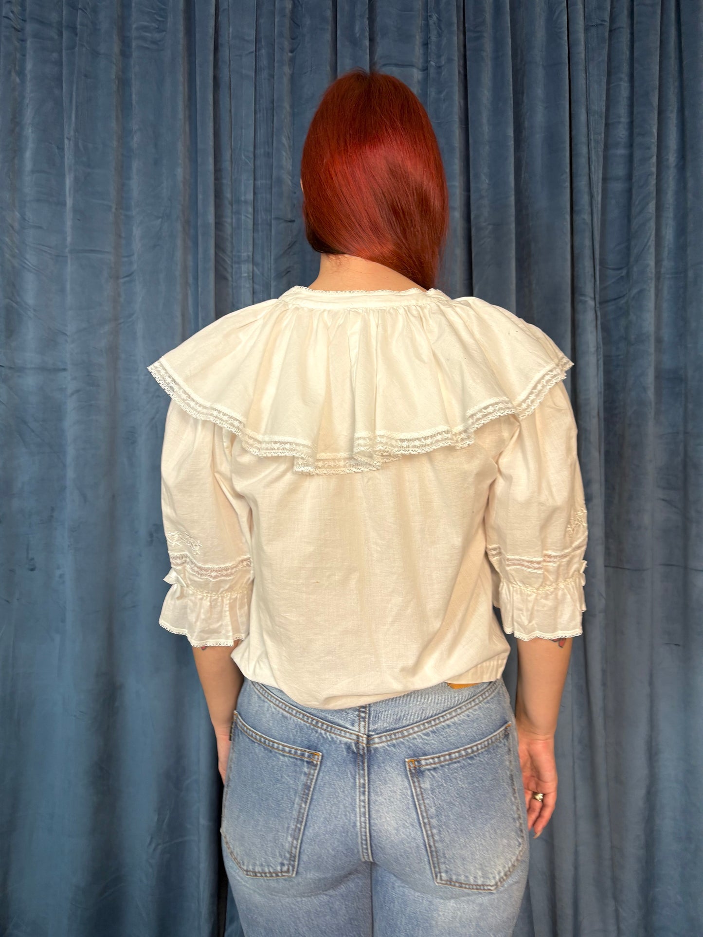 White cotton prairie blouse