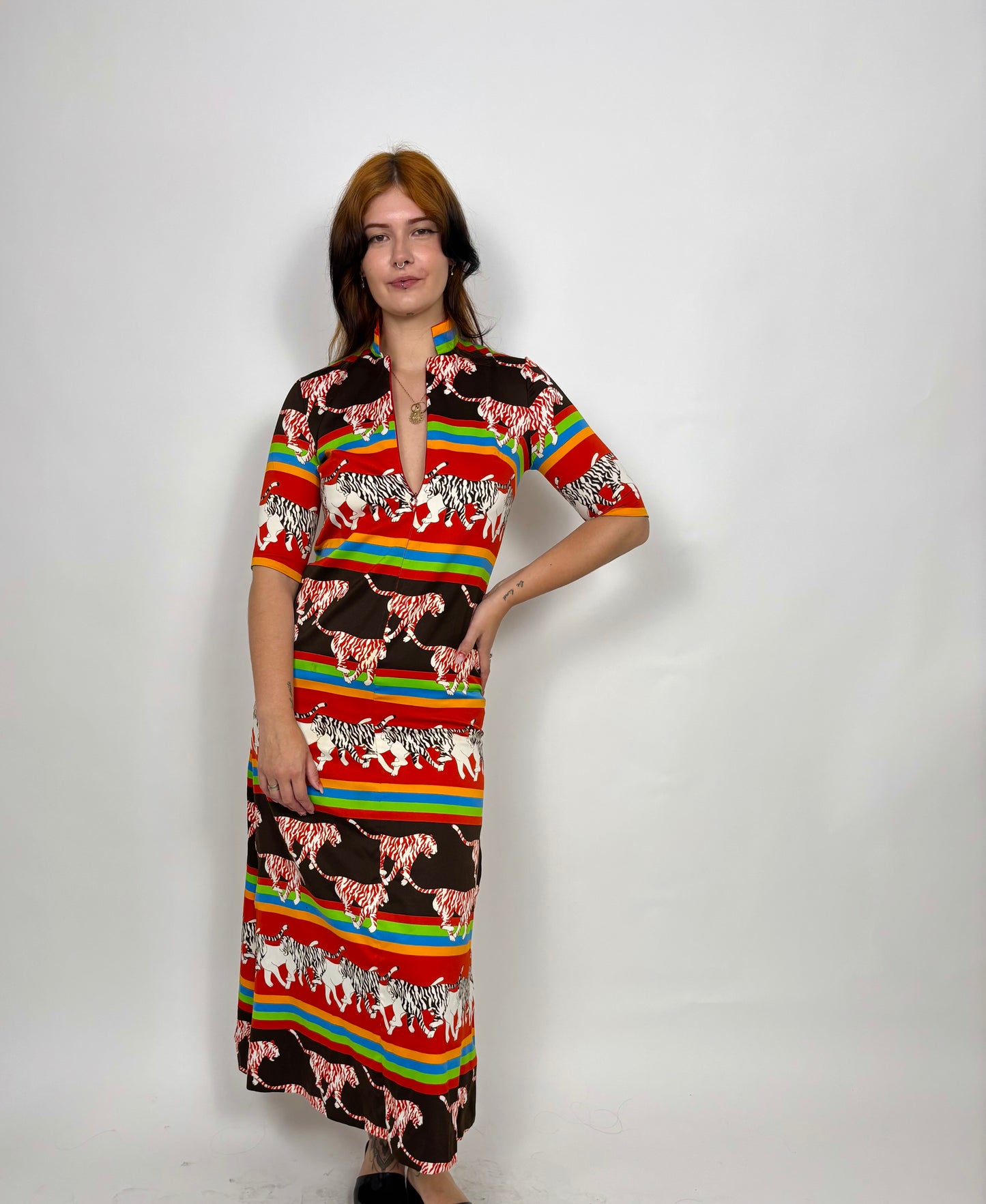 1970s Tiger Maxi Dress