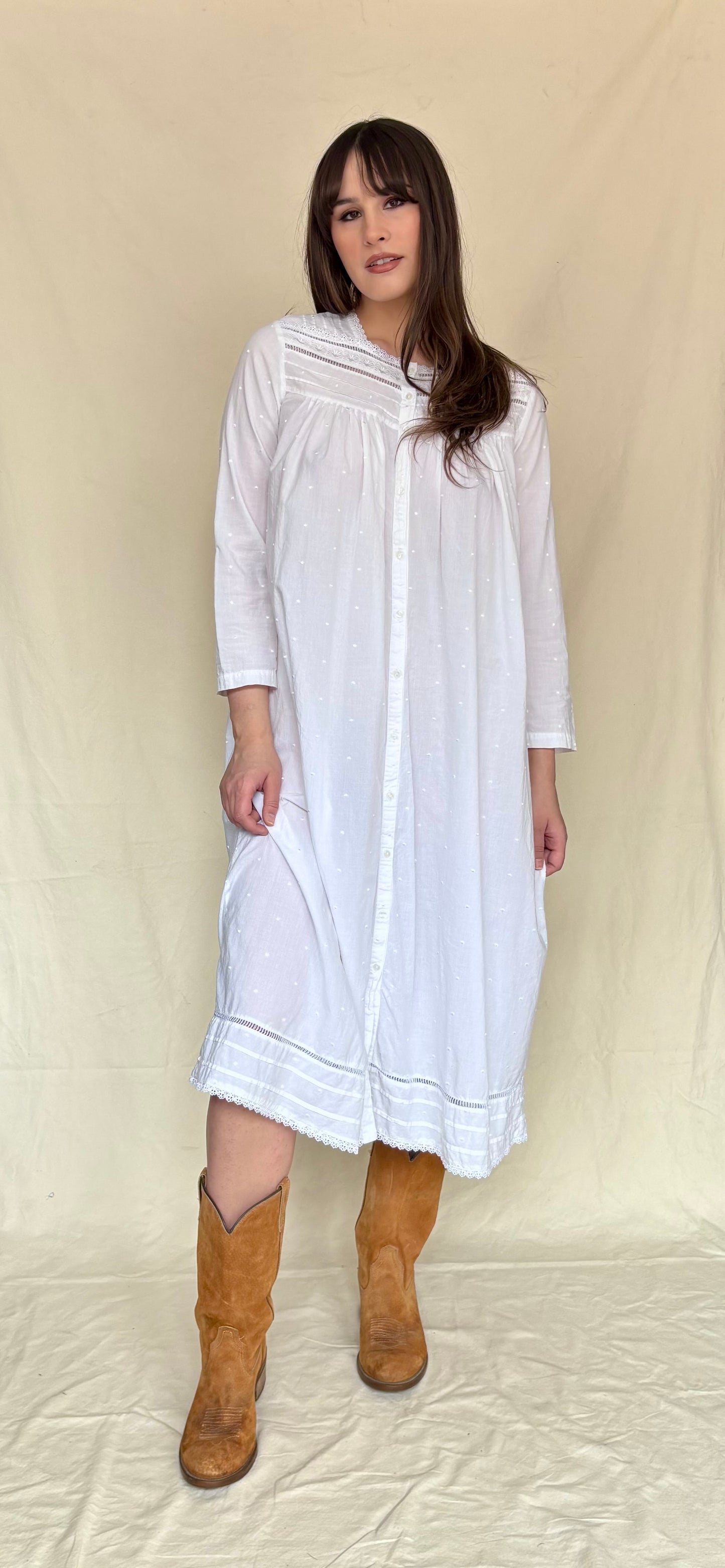 90s cotton maxi dress night gown