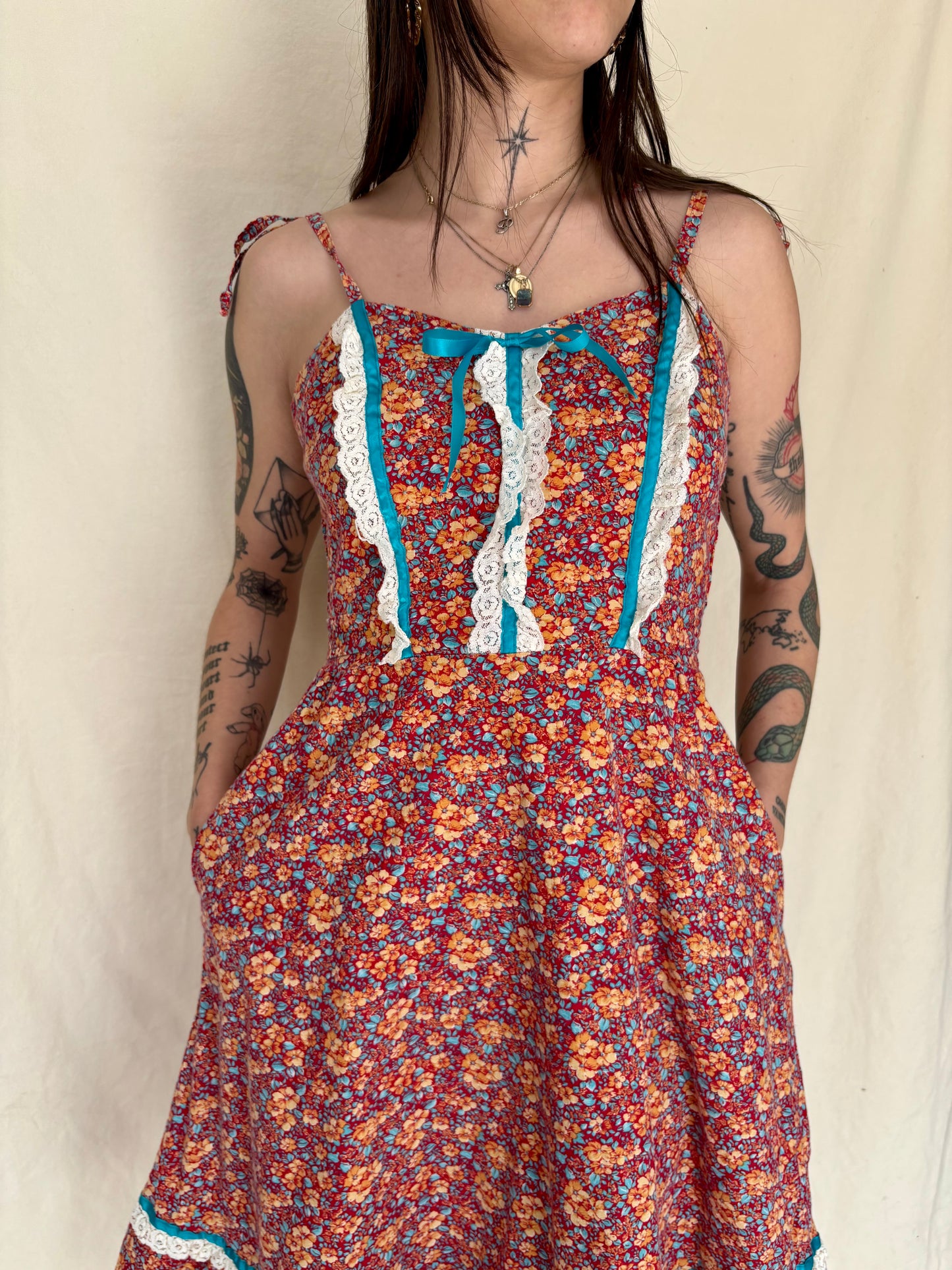 1970s cotton prairie sundress