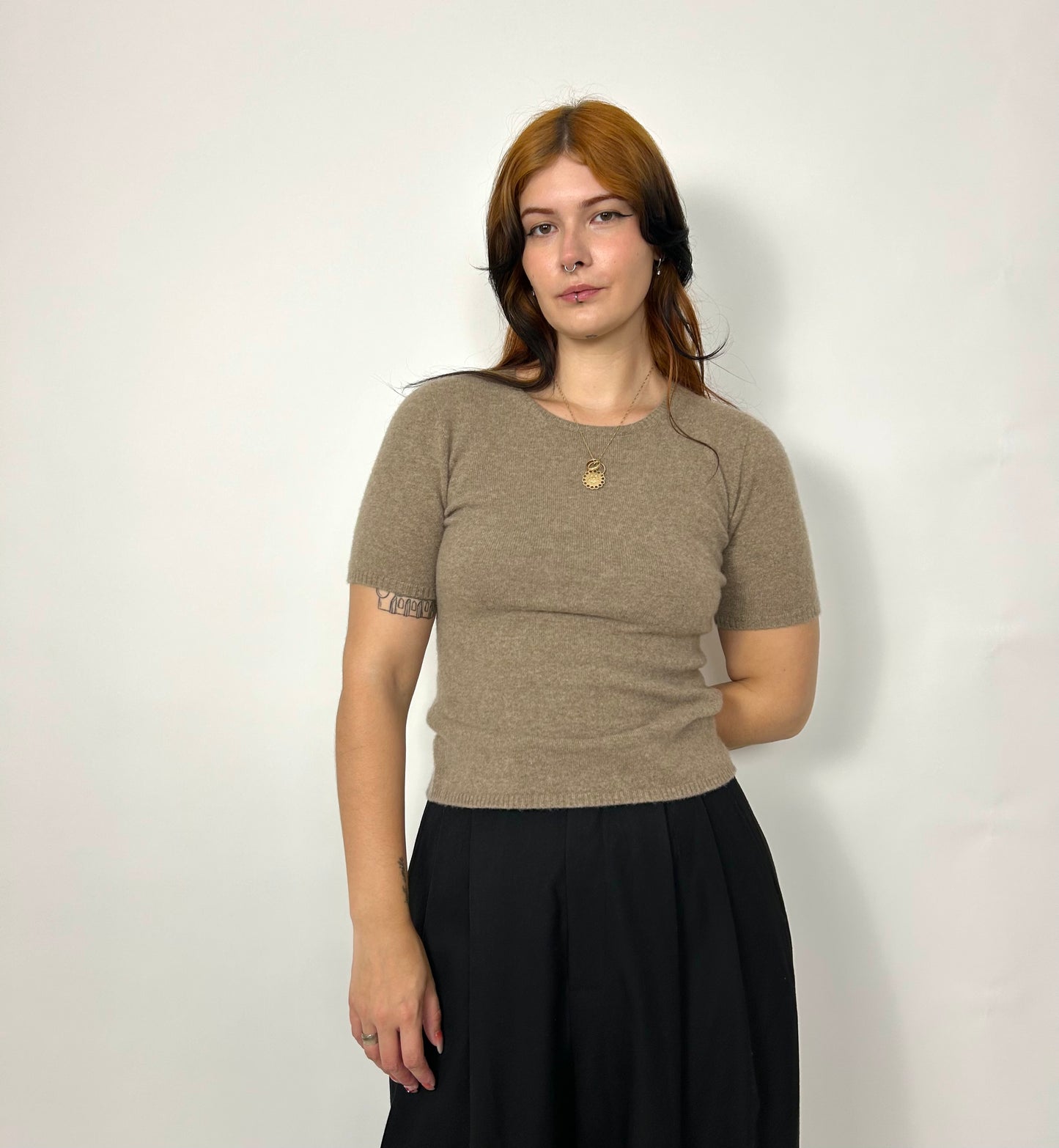 Italian Cashmere Tshirt in Taupe