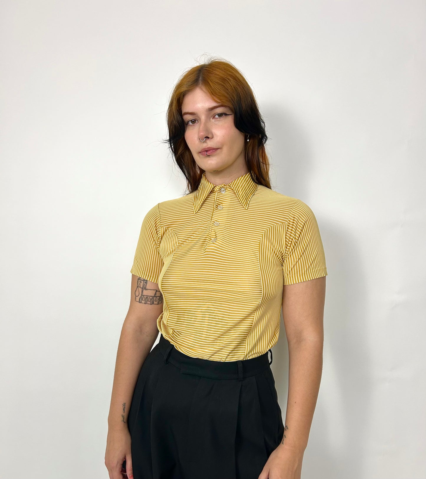 1960s Striped Top in Mustard