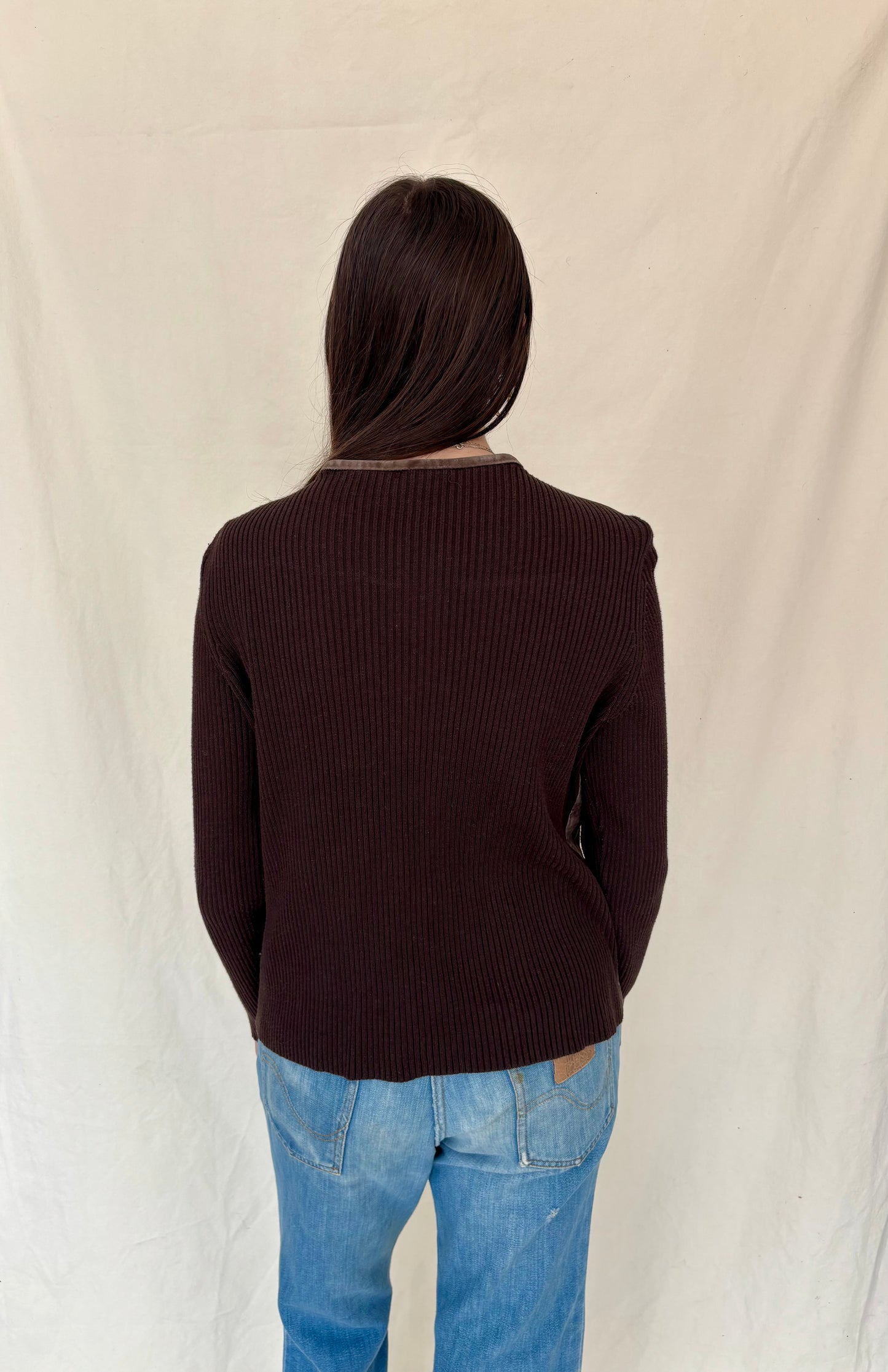 Brown suede y2k top with metal clasps