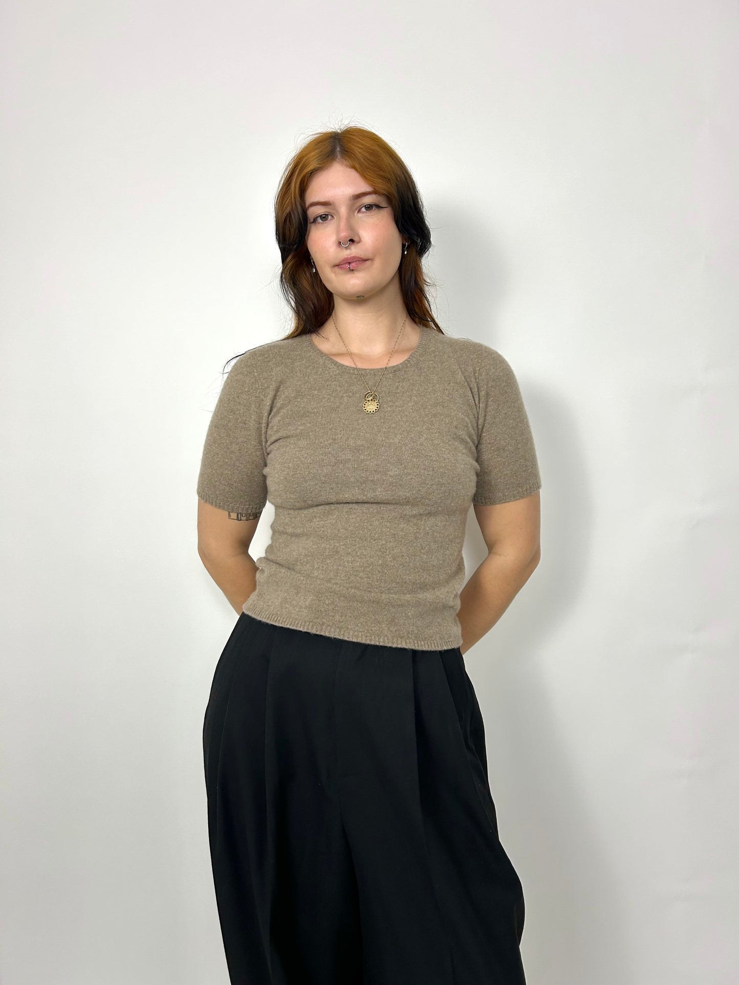 Italian Cashmere Tshirt in Taupe