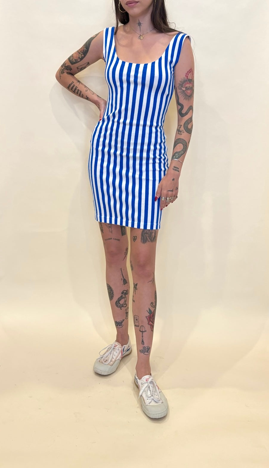 90s striped body con dress