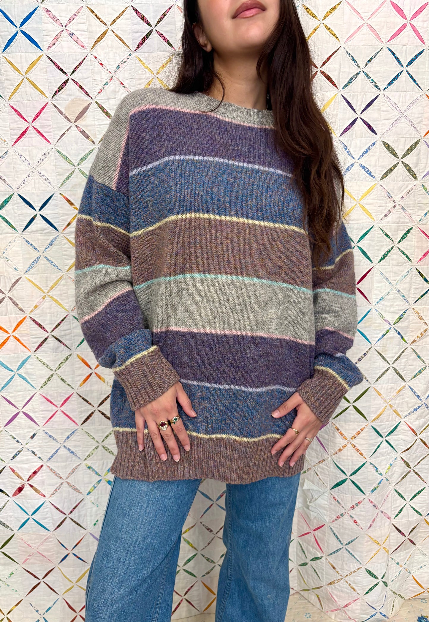 80s Striped Scottish Wool Sweater