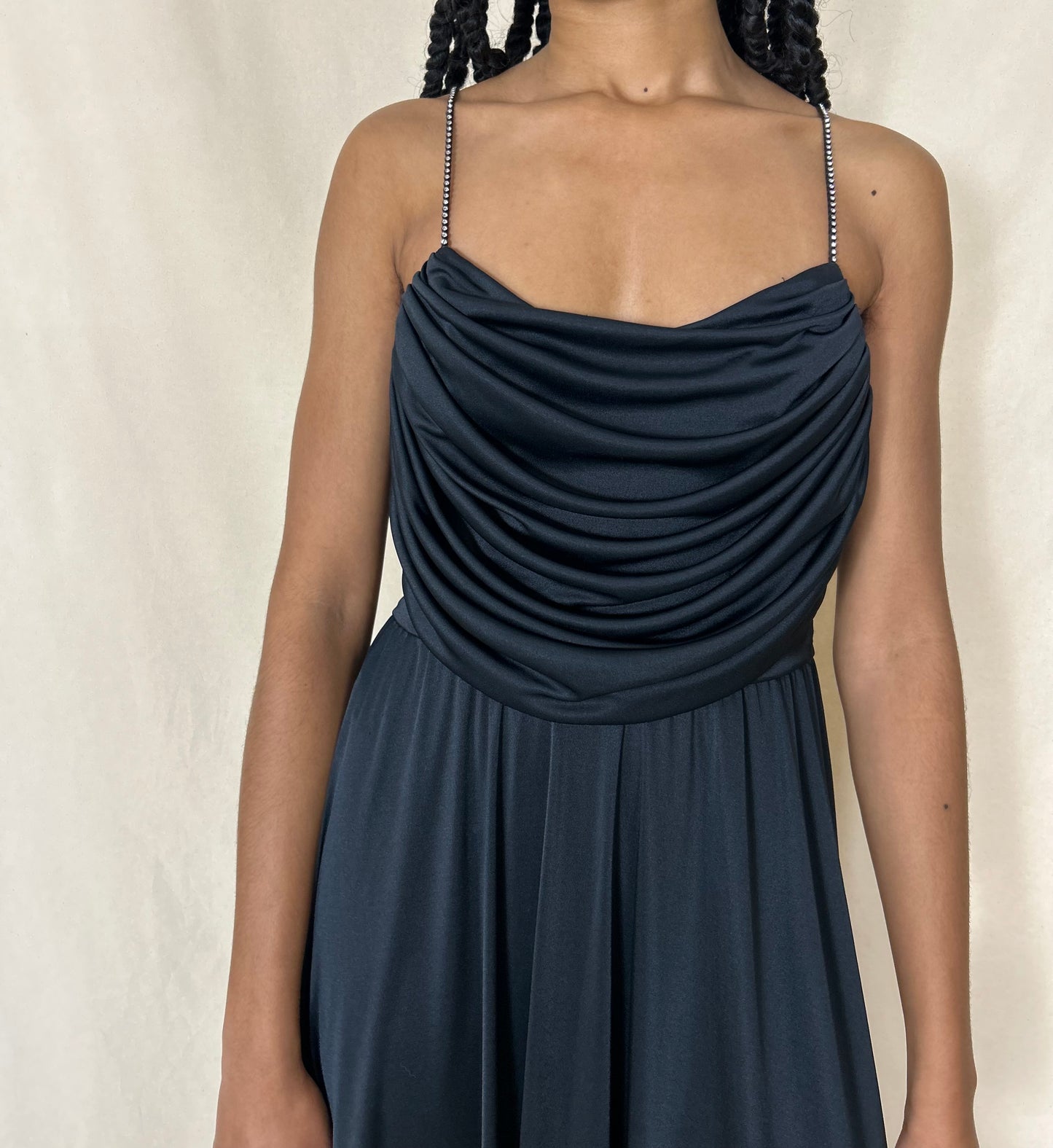 Black disco dress with diamond straps