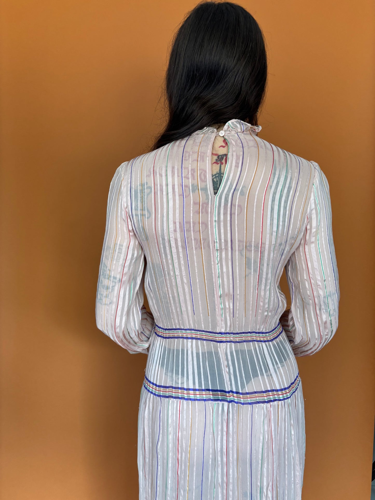 Sheer light pink silk dress