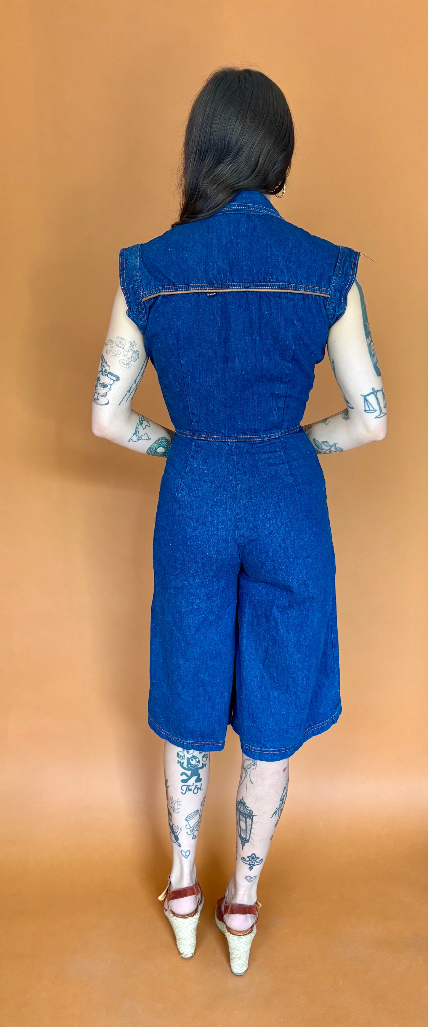1970s denim culotte jumpsuit