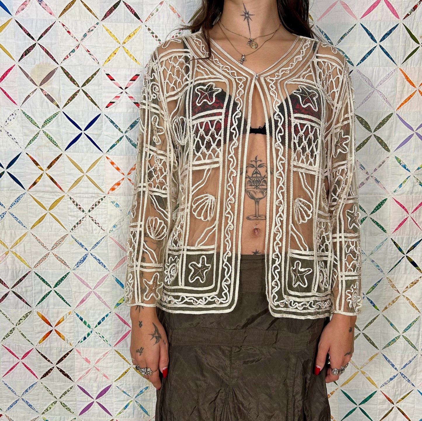Mesh appliqué jacket
