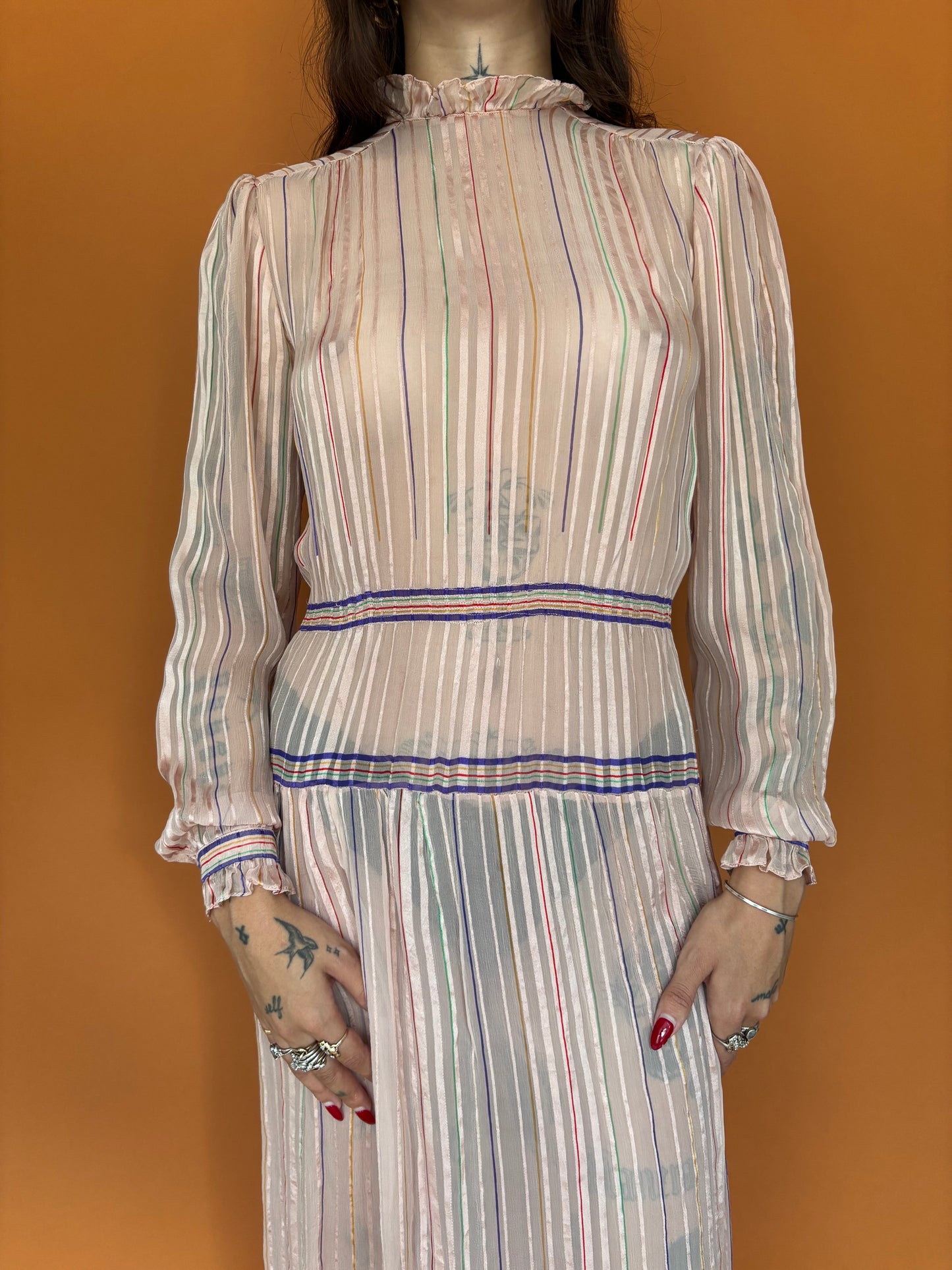 Sheer light pink silk dress