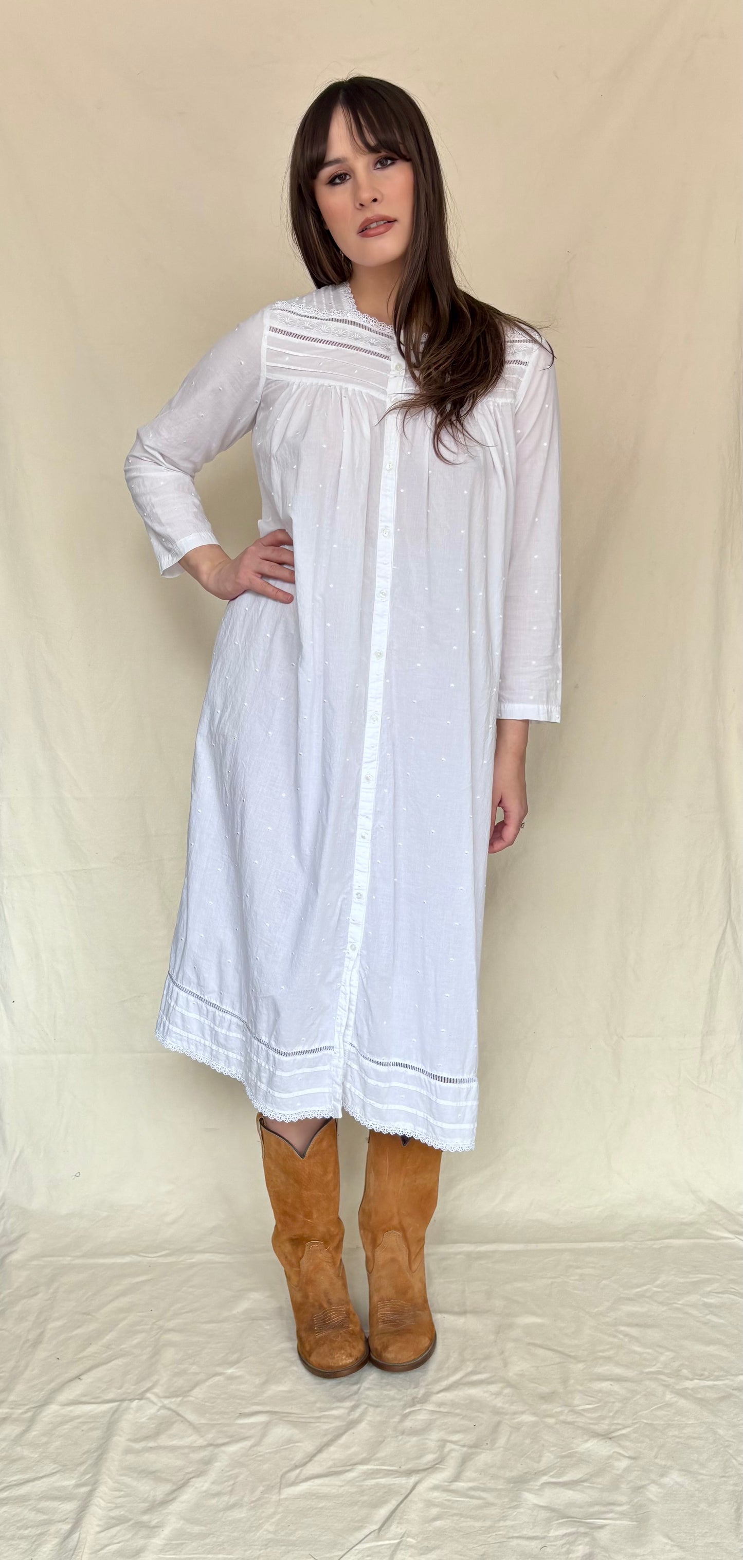 90s cotton maxi dress night gown