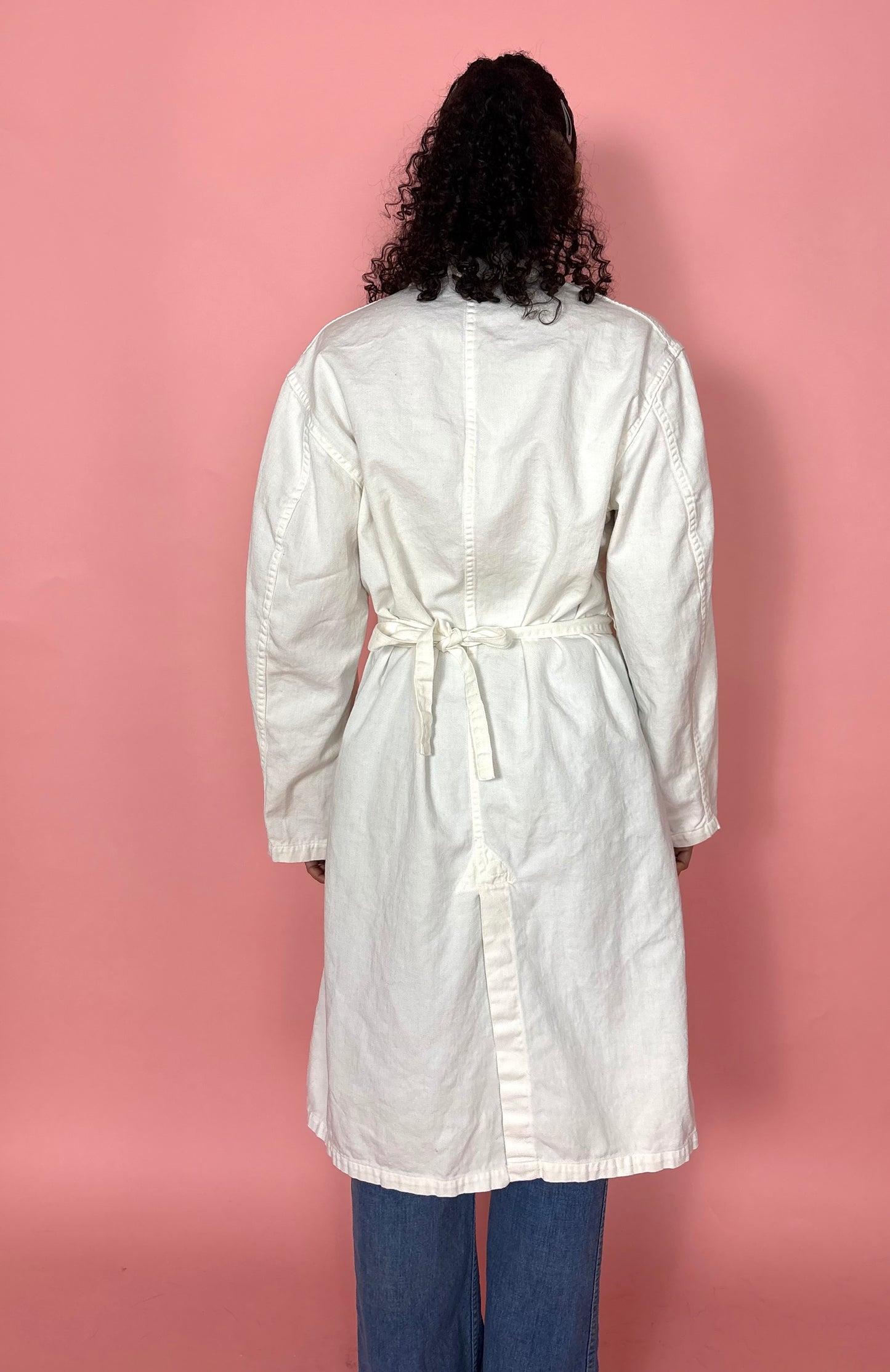 White cotton work wear coat
