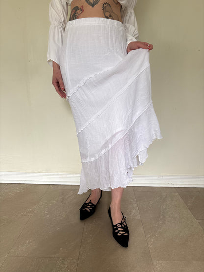 White Rayon Maxi Skirt