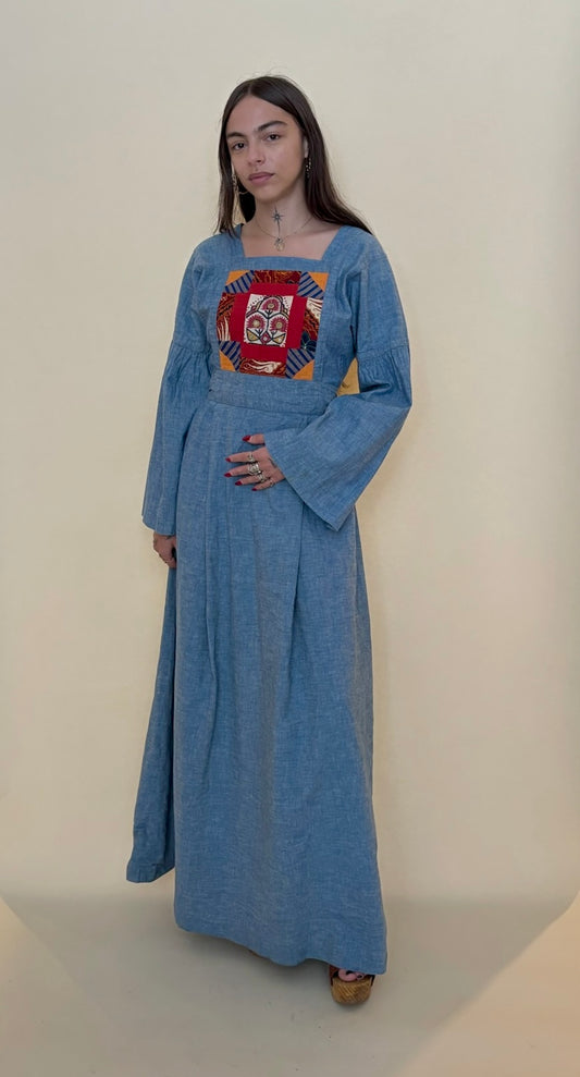 1970s Bell sleeve Folk Dress