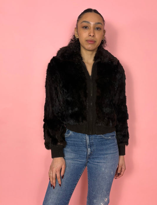 1970s Cropped Rabbit Fur Jacket