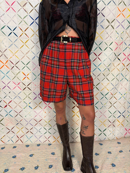 Red plaid shorts