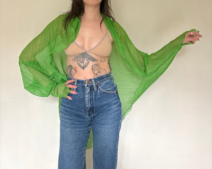 Sheer green mesh shawl