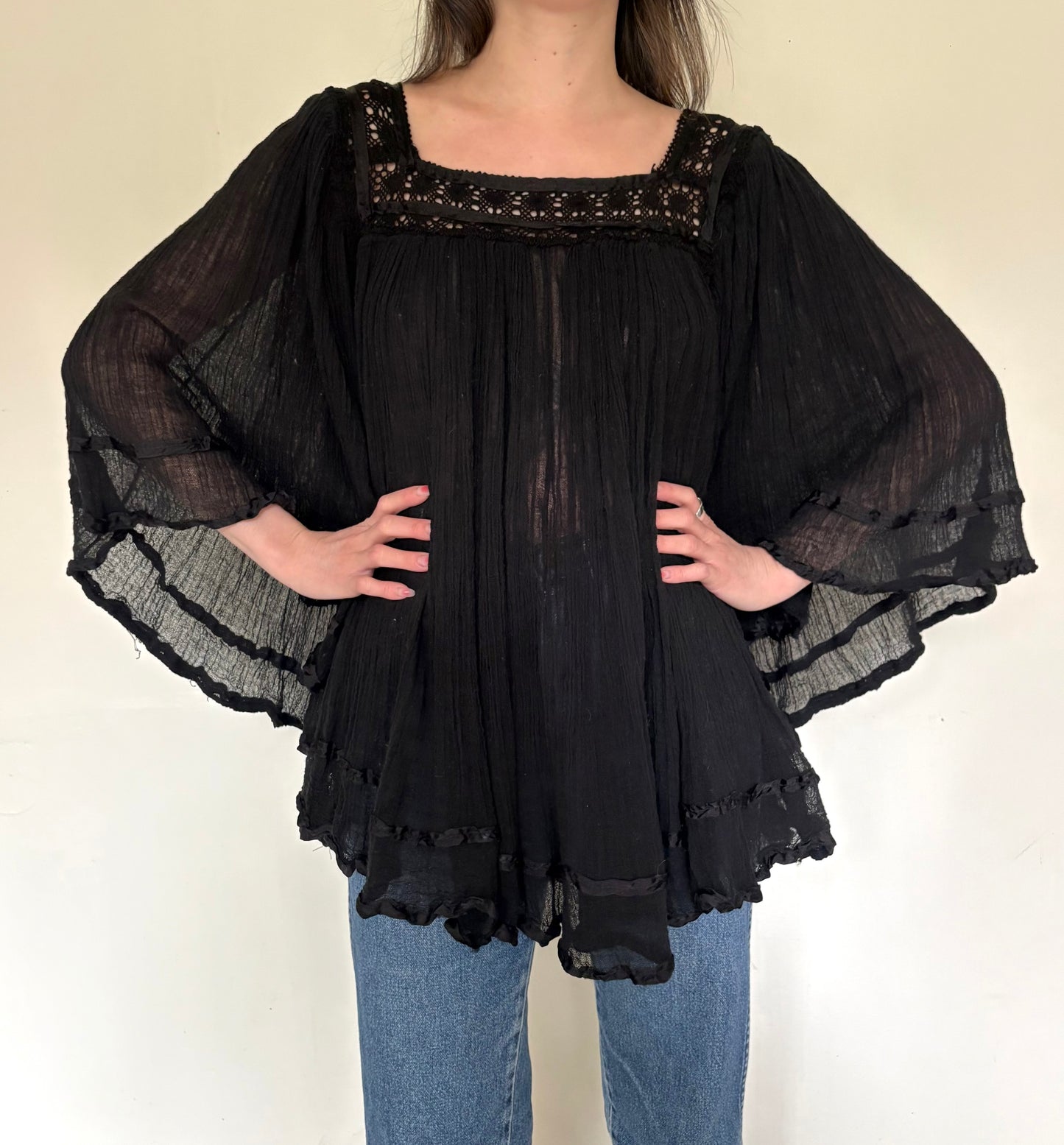 Cotton Gauze Angel Wing Top