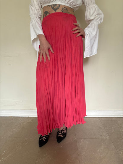90s pleated coral maxi skirt