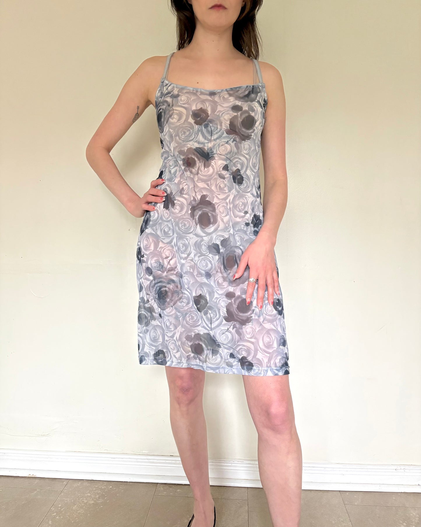 90s Mesh Rose Dress