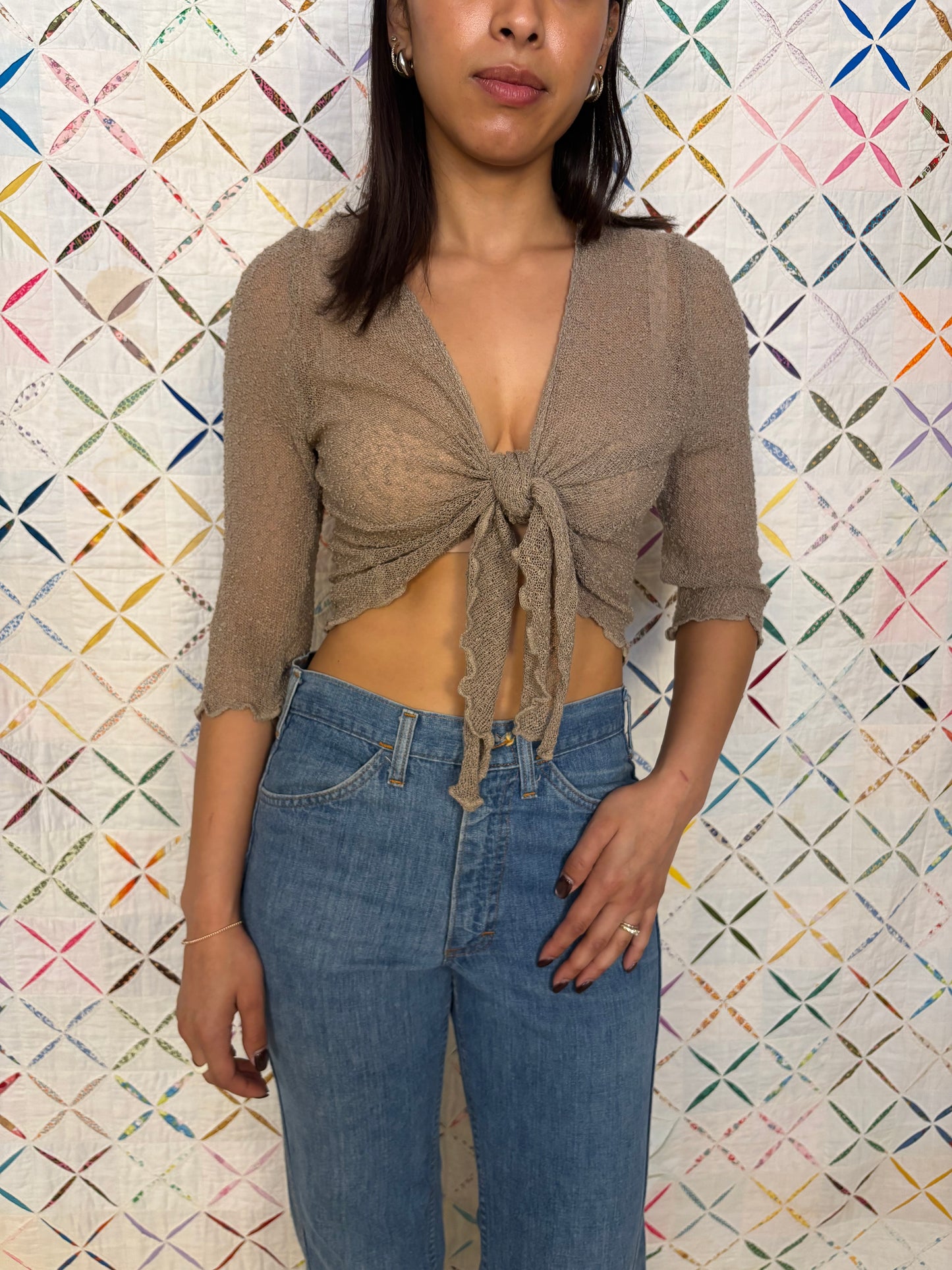 90s Romantic Tie up Top