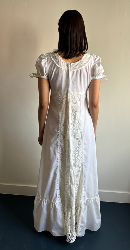 Gunne Sax black label white cotton prairie dress