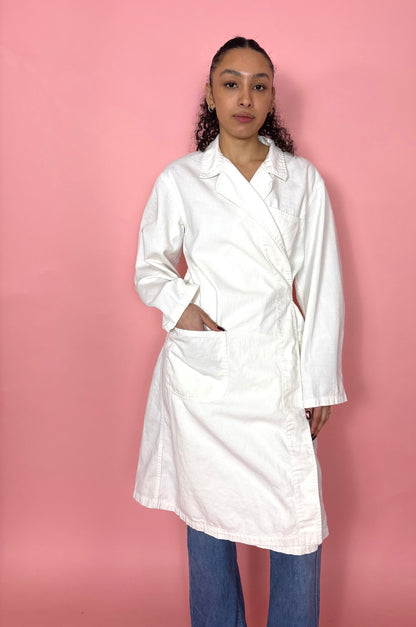 White cotton work wear coat