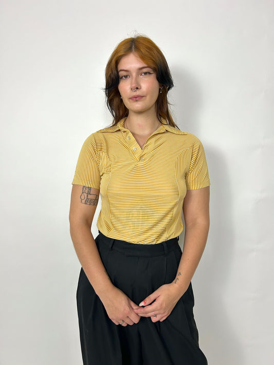 1960s Striped Top in Mustard
