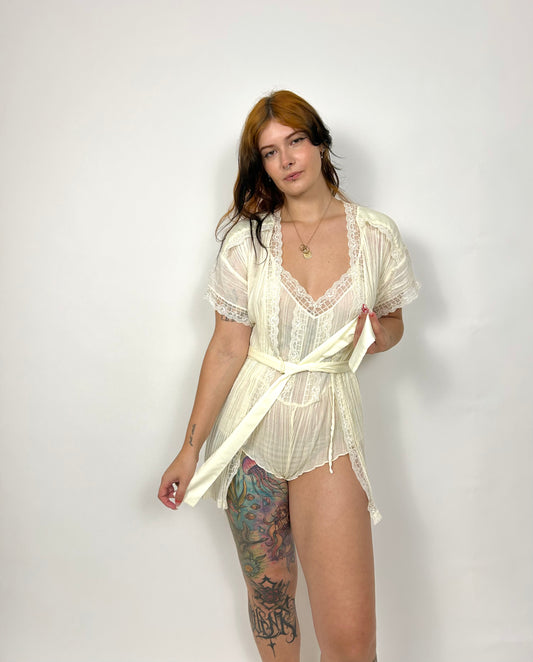 1980s Two Piece Cotton Lingerie Set