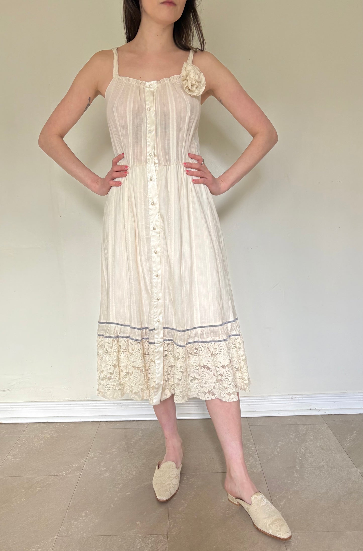 70s/Early 80s cotton and lace dress