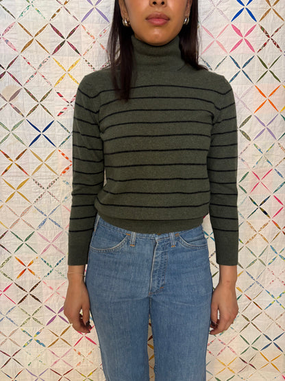 Striped Italian Wool Turtleneck