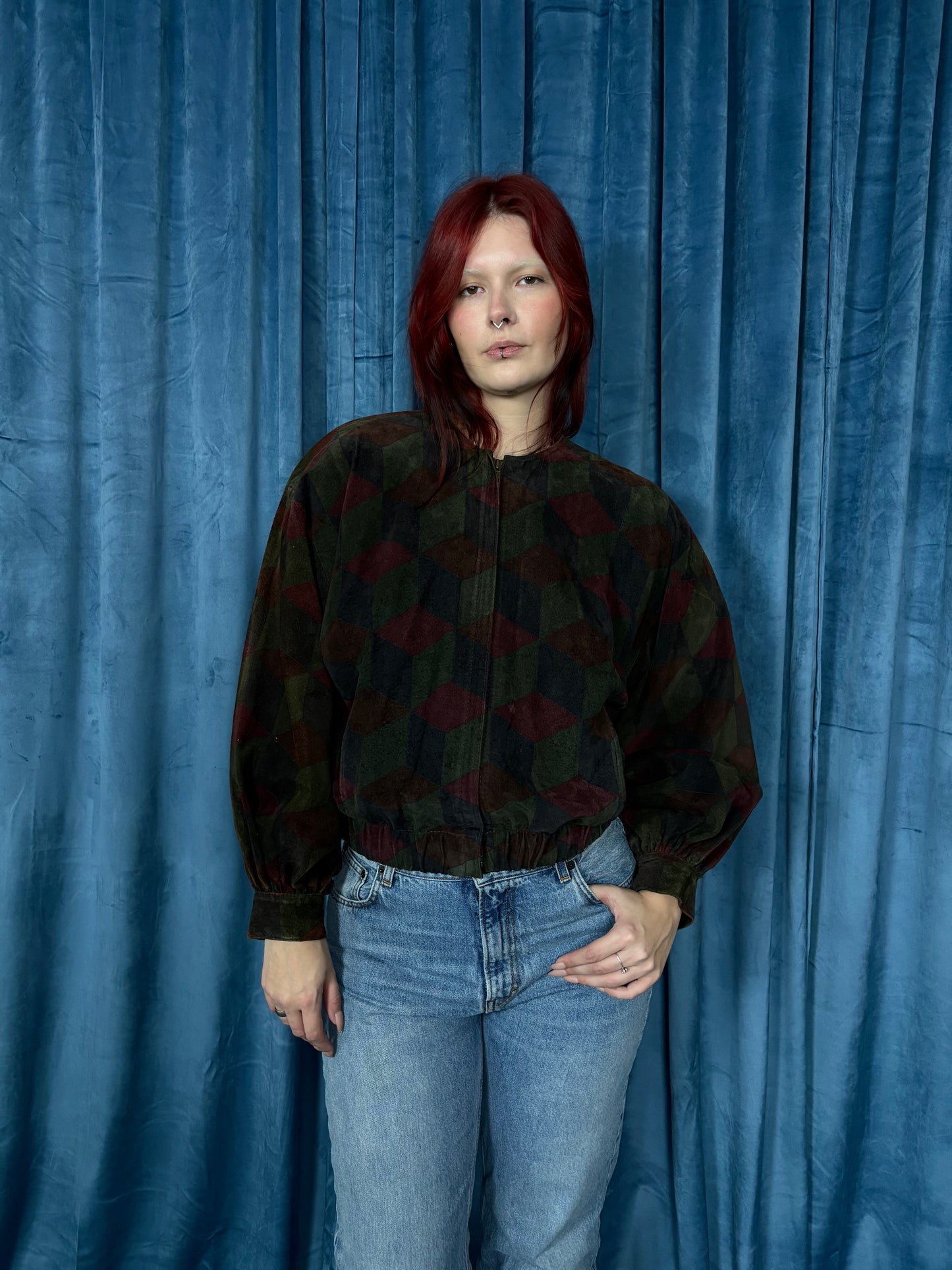 80s Geometric Balloon Sleeve Jacket