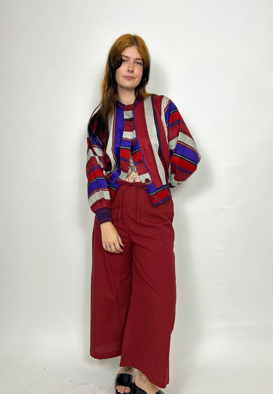 Oxblood Cotton Checker Pants