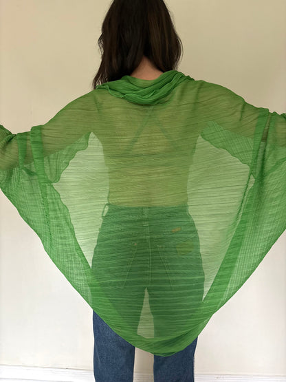 Sheer green mesh shawl