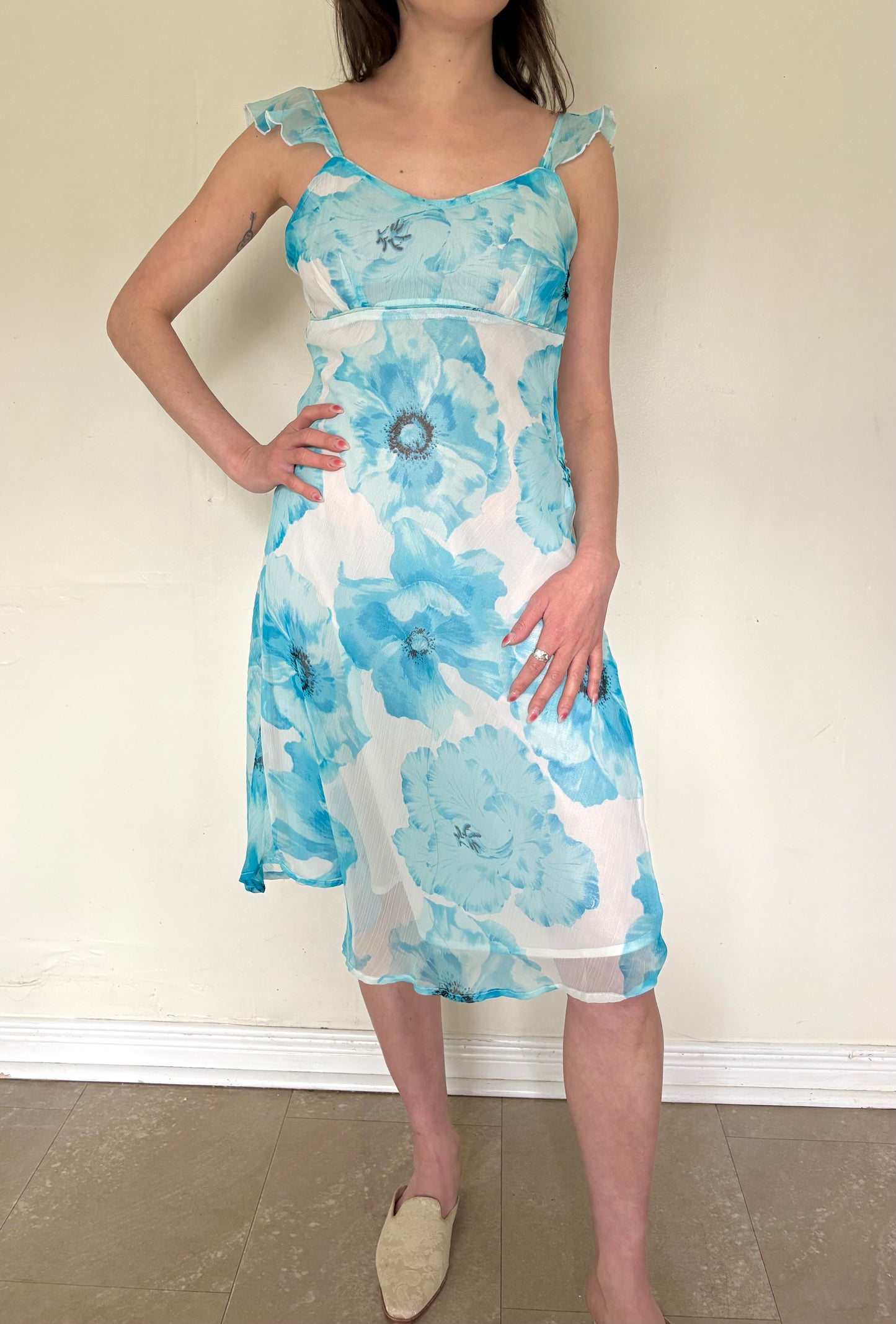 Y2K Blue Floral Dress