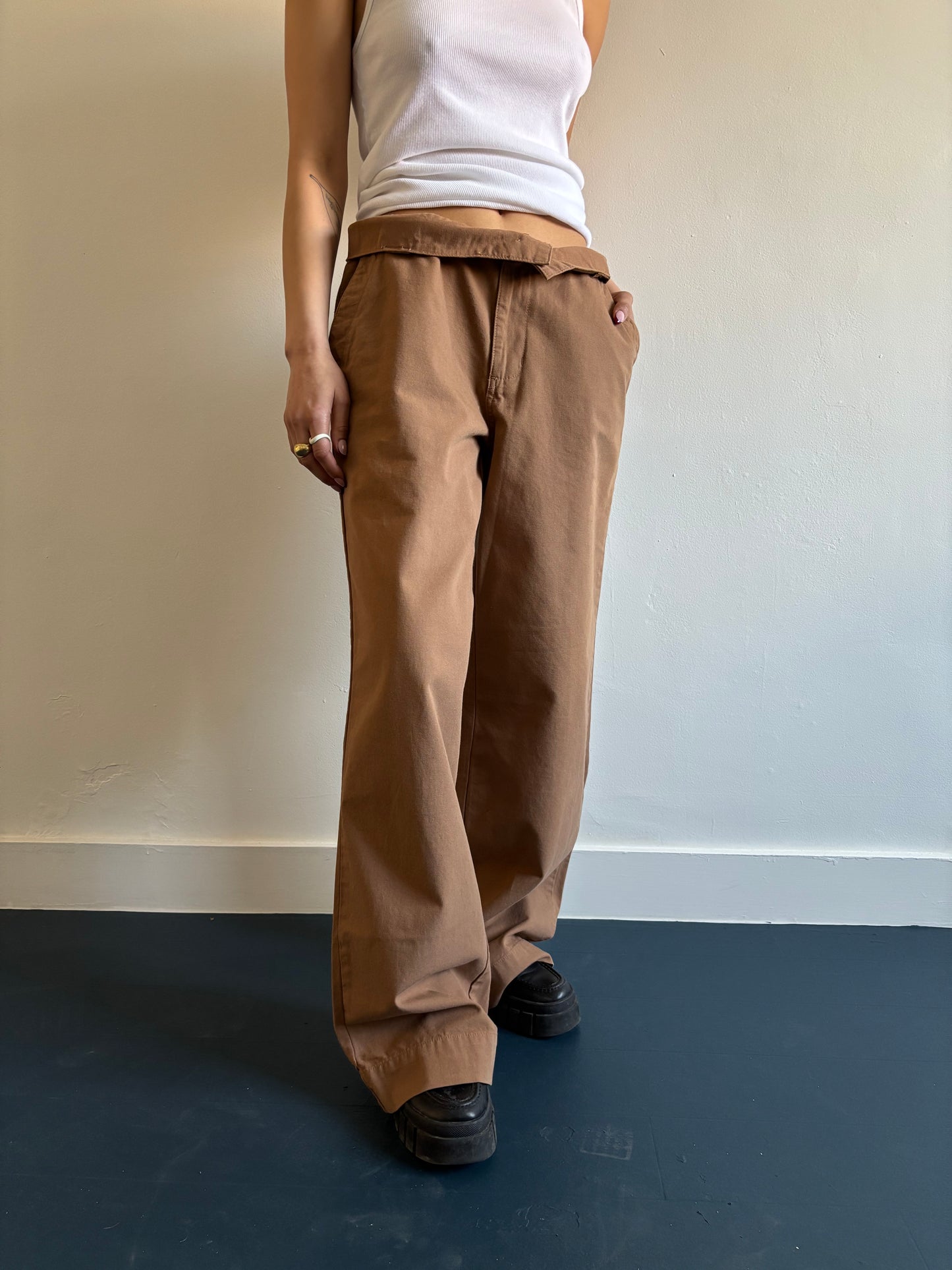 Camel brown cotton work pants
