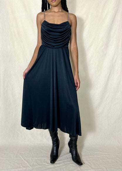 Black disco dress with diamond straps