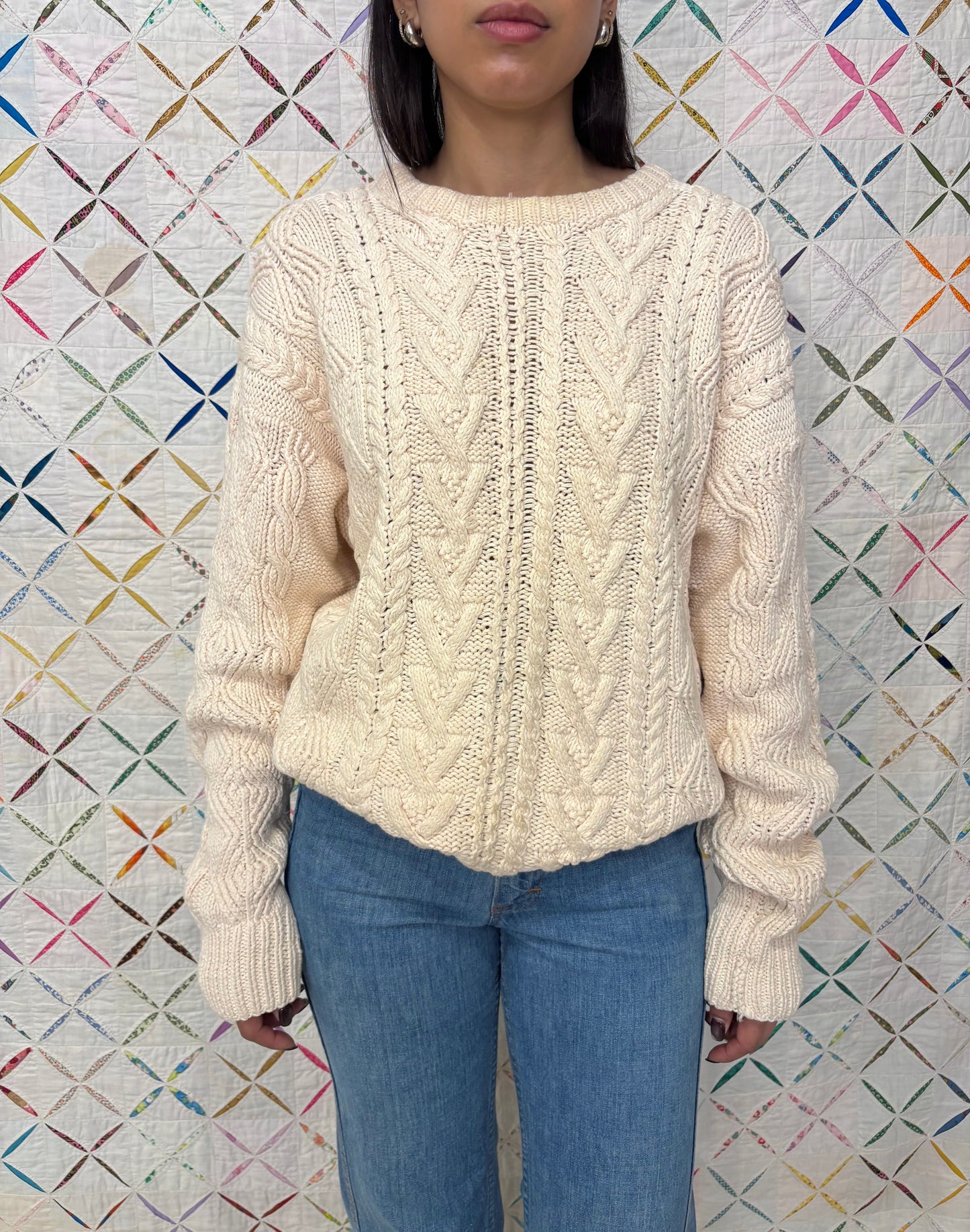 Cream Knit Fisherman Style Sweater