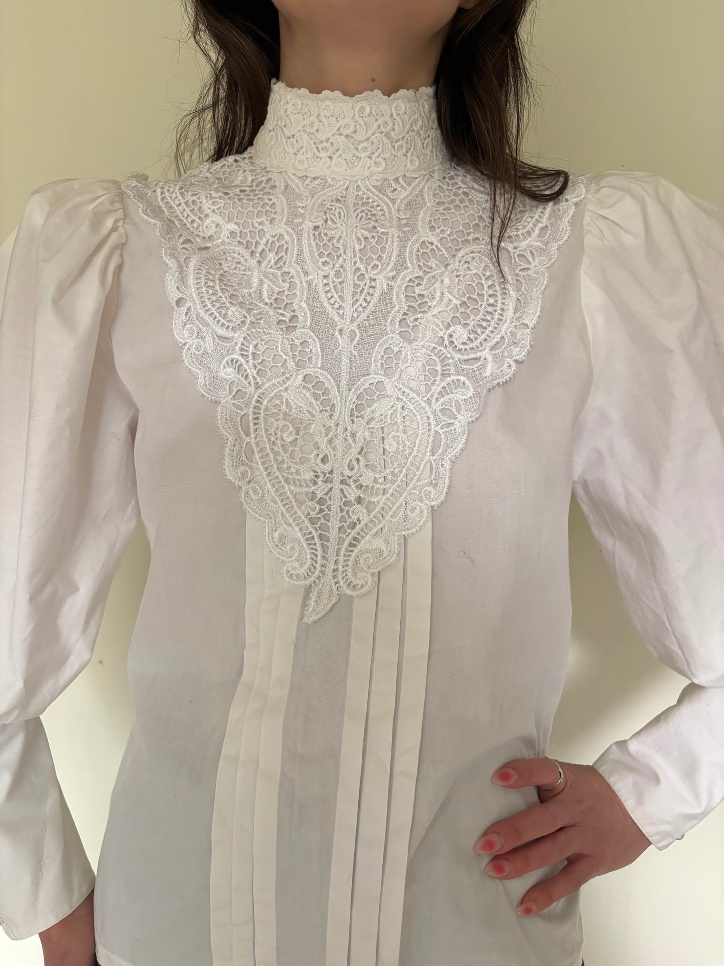 80s does Victorian cotton blouse